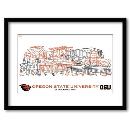 Oregon State Beavers Framed Campus Line Wall Art 11" x 14"