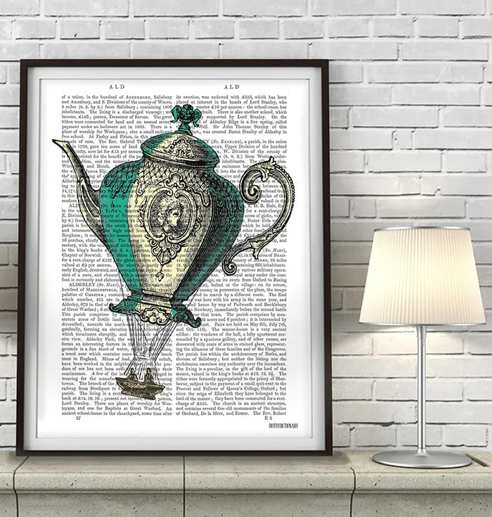 9sFlying-Teapot-1-Green-and-Yellow-Book-Print-Art-Print-Wall-Art_1