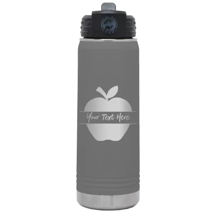 Personalized Apple 20 oz Water Bottle - Dark Gray