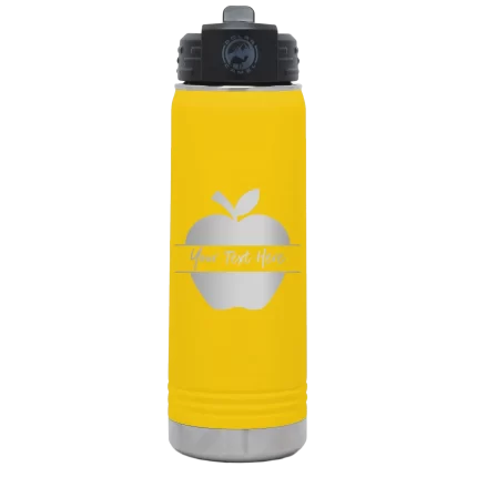 Personalized Apple 20 oz Water Bottle - Yellow