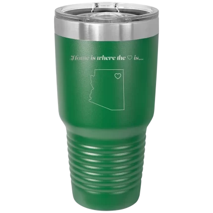 Personalized Arizona Heart 30 oz Tumbler - Green