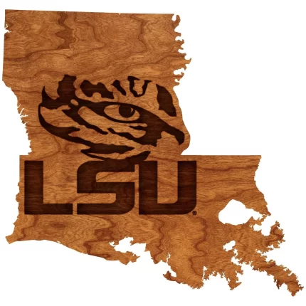 LSU - Wall Hanging - State Map - Tiger Eye over LSU