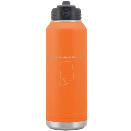 Personalized Indiana Heart 32 oz Water Bottle - Orange