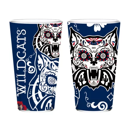 Set of 2  Arizona Dia de los Muertos Pint Glasses
