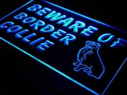 Beware of Border Collie LED Light Sign