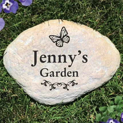 Butterfly Garden Large Decorative Stone - Realistic Resin Design with Hide a Key