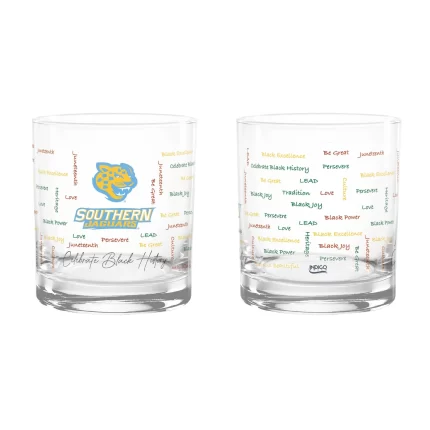 Set of 2 Southern A&M Jaguars 14oz BHM Rocks Glasses