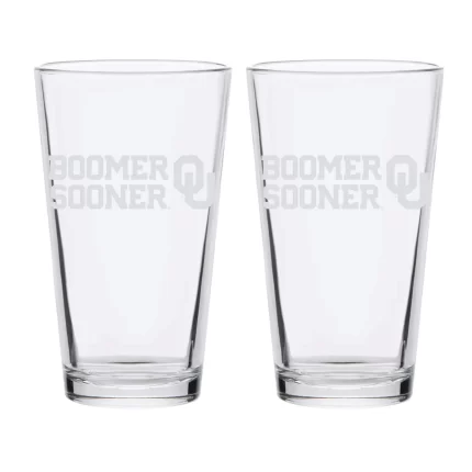 16oz Oklahoma Sooner Etched Slogan Pint 2 Pack