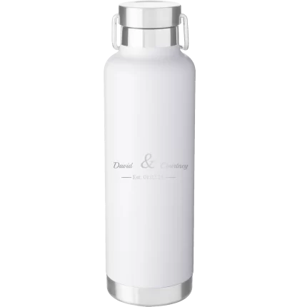 Personalized 2 Lines Name Anniversary 24 oz Water Bottle - White