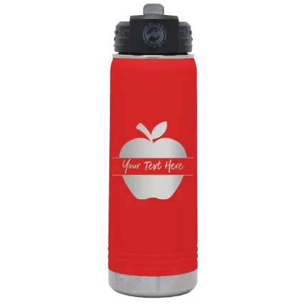 Personalized Apple 20 oz Water Bottle - Red