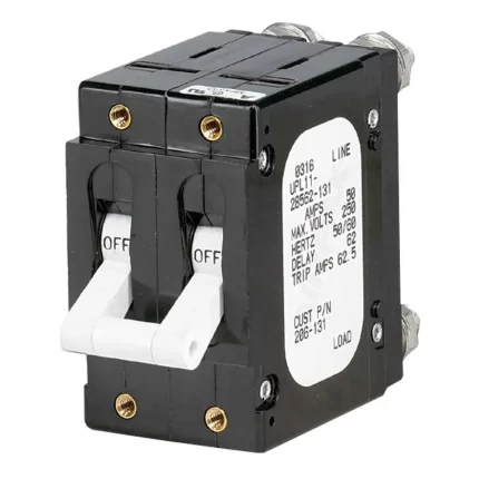 C' Frame Magnetic Circuit Breaker - 60 Amp - Double Pole - White