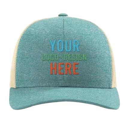 Embroidered Richardson 115CH Low Pro Trucker Hat - Green Teal Heather