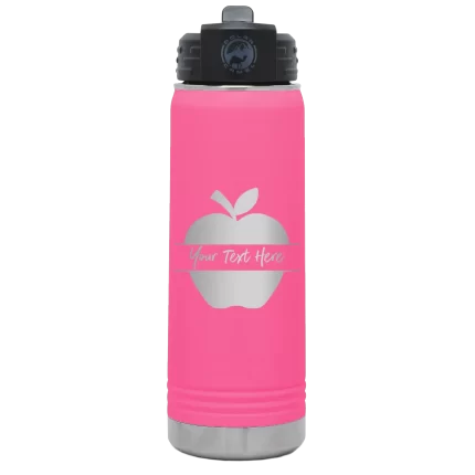 Personalized Apple 20 oz Water Bottle - Pink