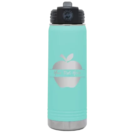 Personalized Apple 20 oz Water Bottle - Teal