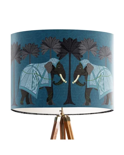 Elephant Under Palms Lagoon, Animalia, Lamp shade, Drum, Pendant Lighting