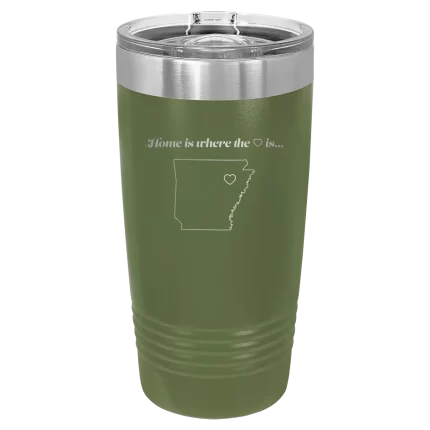 Personalized Arkansas Heart 20 oz Tumbler - Olive Green
