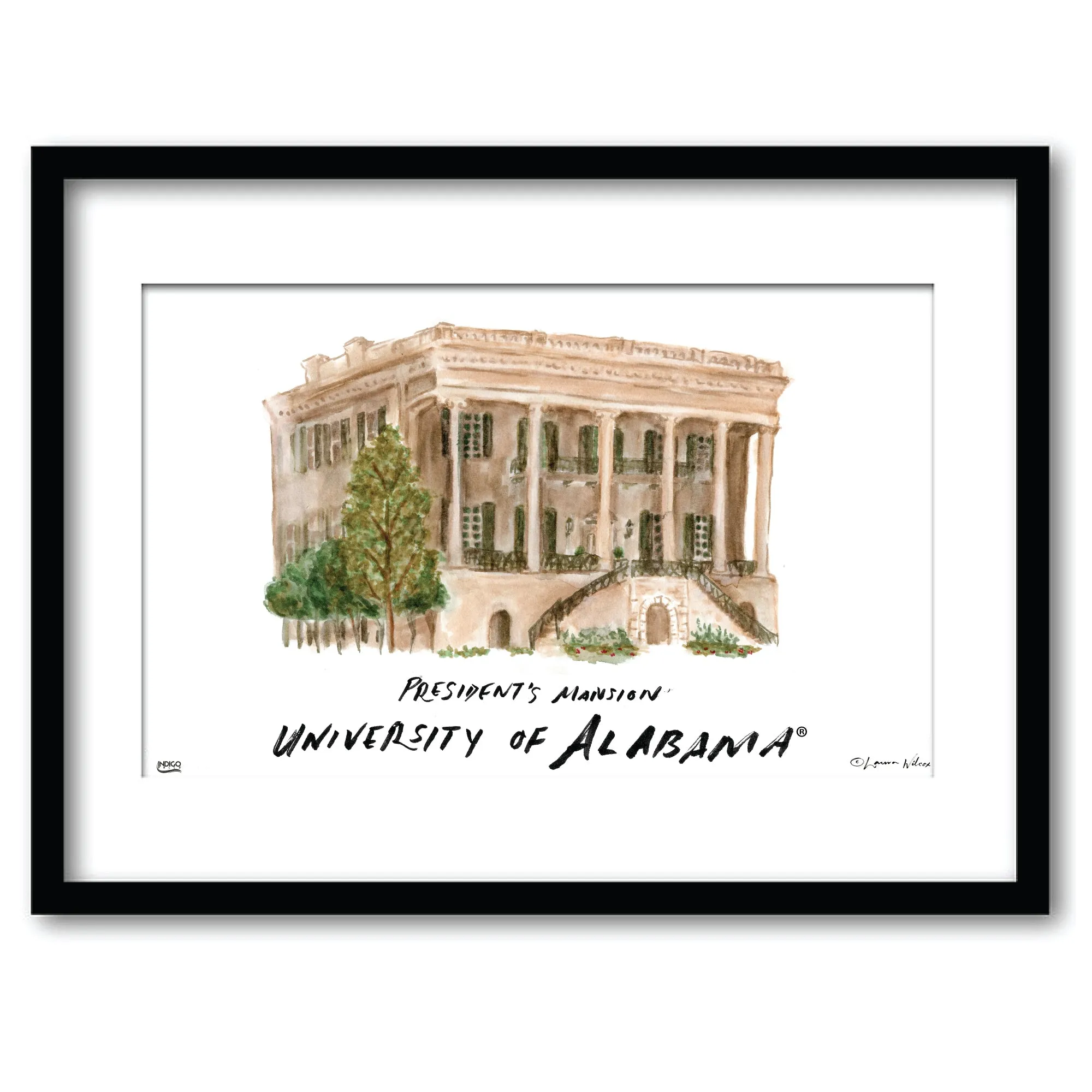 9zAlabama-President-s-Mansion-Framed-Watercolor-Wall-Art-16-x-20-by-Laura-Wilcox