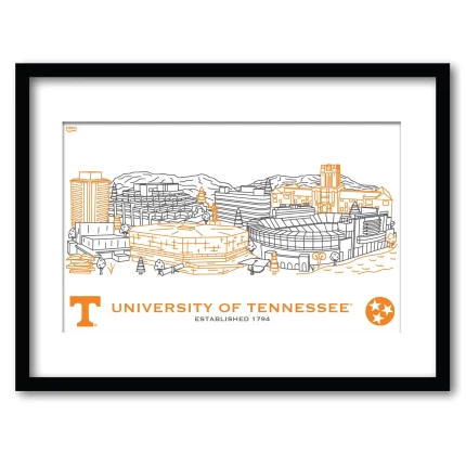 Tennessee Volunteers Framed Campus Line Wall Art 11" x 14"