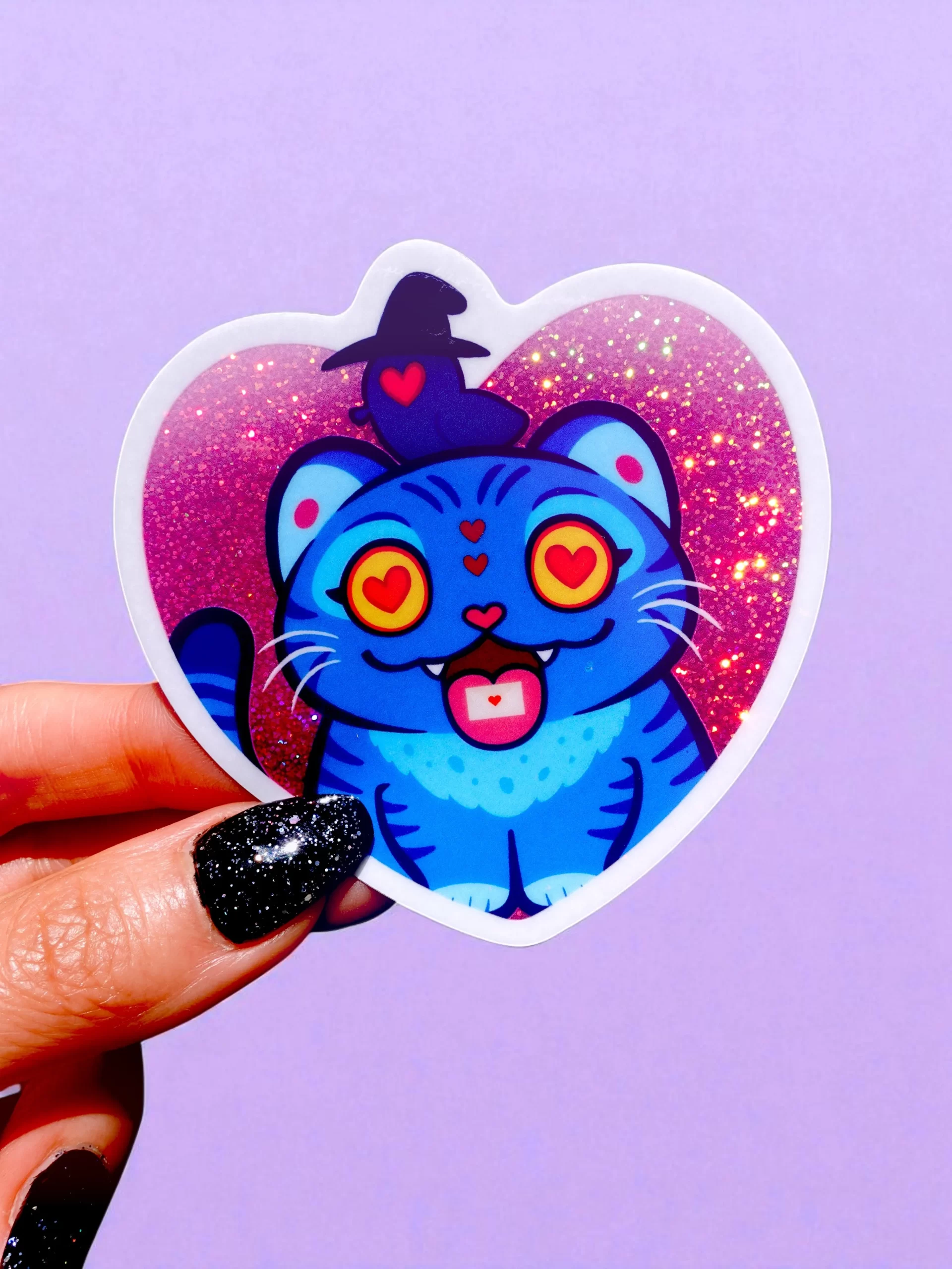 0iFunny-Vinyl-Sticker-Demon-Kitty-Glitter-Holographic-Sticker