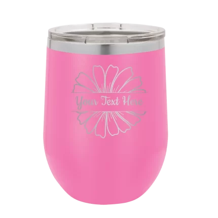 Personalized Flower 1 Wine Cup - Pink