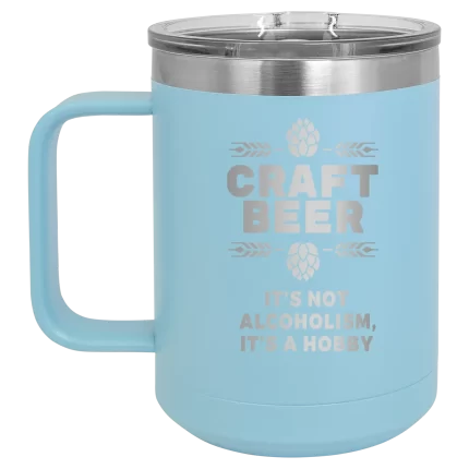 Personalized Craft Beer 15 oz Mug - Light Blue