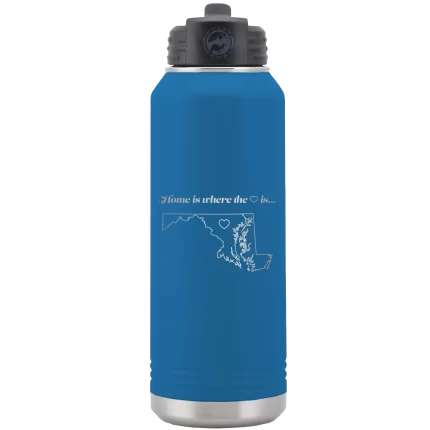 Personalized Maryland Heart 32 oz Water Bottle - Royal Blue