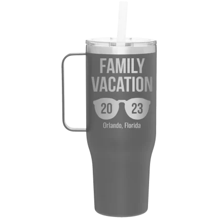 Personalized Family Vacation 40 oz Tumbler Mug - Slate