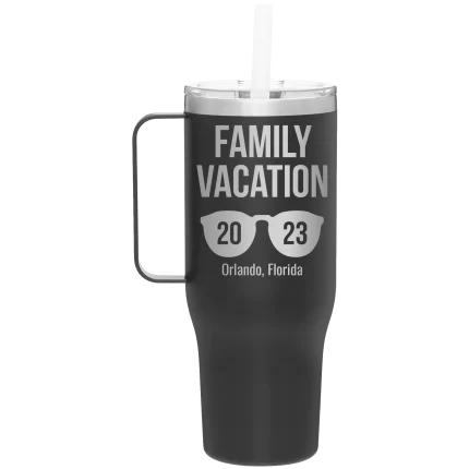 Personalized Family Vacation 40 oz Tumbler Mug - Black