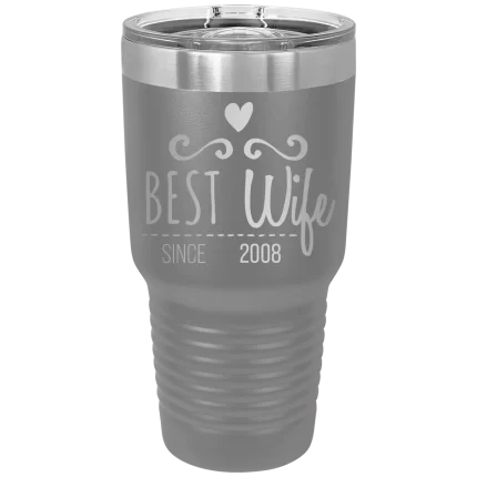 Personalized Best Wife 30 oz Tumbler - Dark Gray