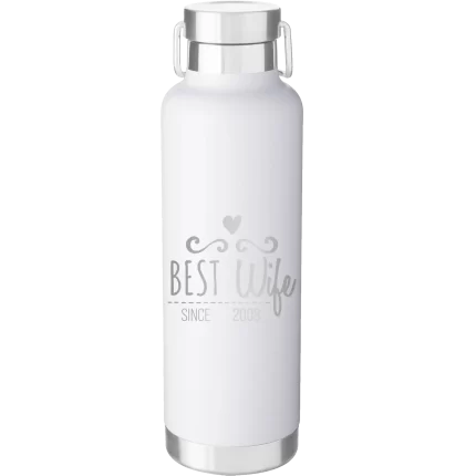 Personalized Best Wife 24 oz Water Bottle - White