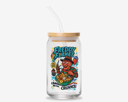 Freddy Flakes Glass Can Tumbler