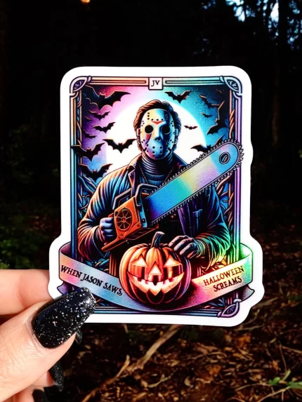 Halloween Screams Tarot Card Holographic Sticker