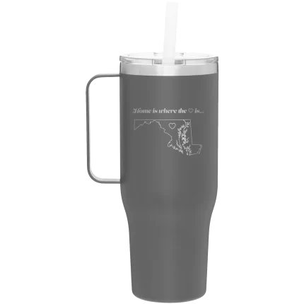 Personalized Maryland Heart 40 oz Tumbler Mug - Slate
