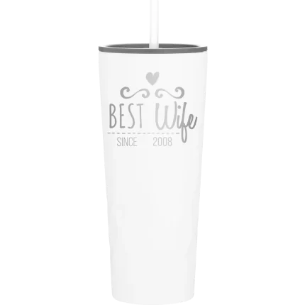 Personalized Best Wife 20.9 oz Tumbler - White