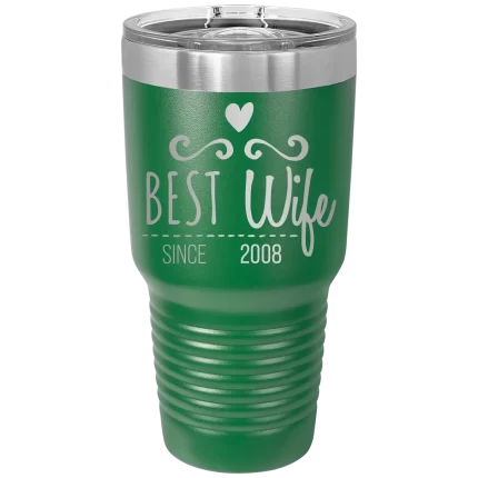 Personalized Best Wife 30 oz Tumbler - Green