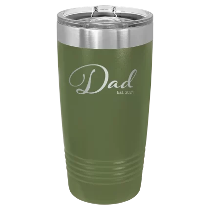 Personalized Dad Est 20 oz Tumbler - Olive Green