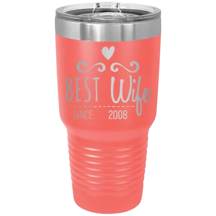 Personalized Best Wife 30 oz Tumbler - Coral