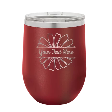 Personalized Flower 1 Wine Cup - Maroon