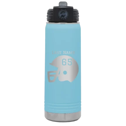 Personalized Football Helmet 20 oz Water Bottle - Light Blue