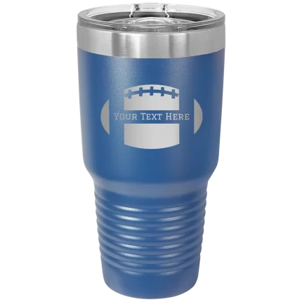 Personalized Football 30 oz Tumbler - Royal Blue