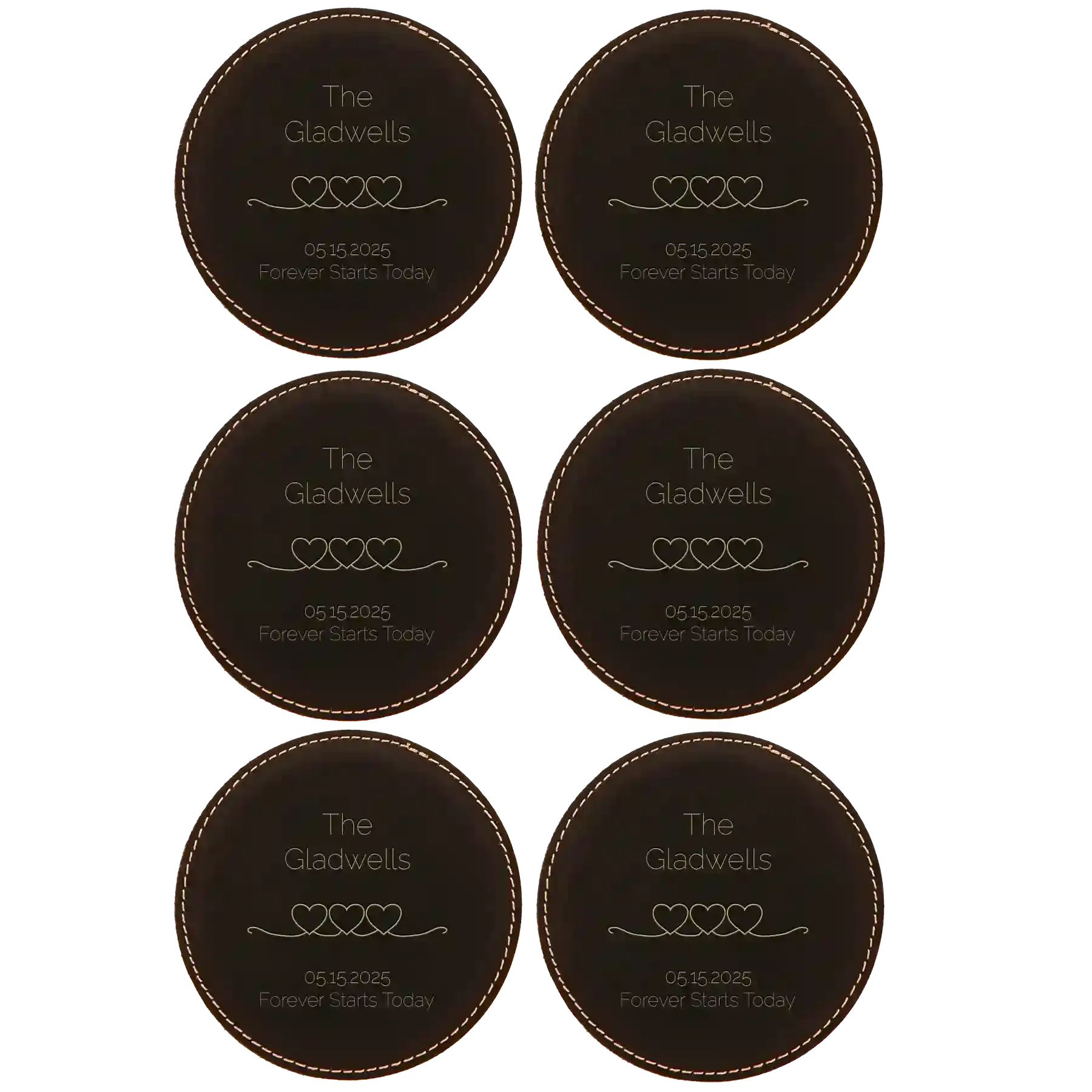 3fPersonalized-Forever-Starts-Round-Leatherette-Coasters-Set-of-6-Black-Gold_1