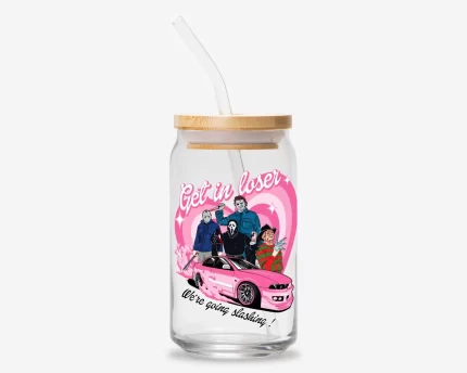 Get In Loser, "We’re Going Slashing” Horror Slasher Glass Can Tumbler