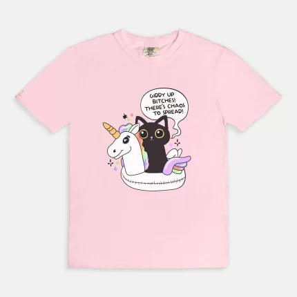 Giddy Up Bitches There's Chaos to Spread Cat Unisex Tee