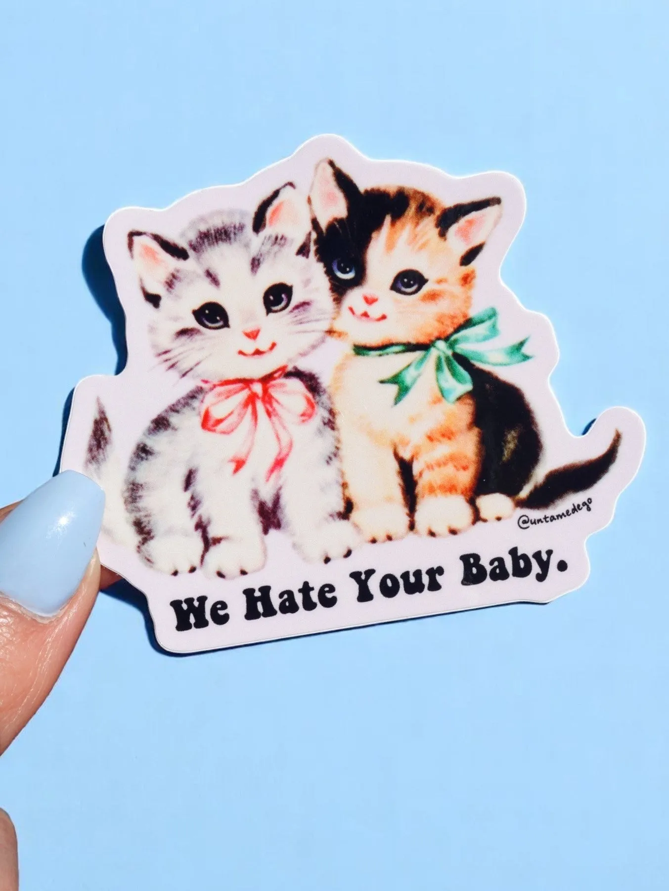 4uFunny-Vinyl-Sticker-We-Hate-Your-Baby-Sarcastic-Cats-Waterproof-Dark-Humor-Decal