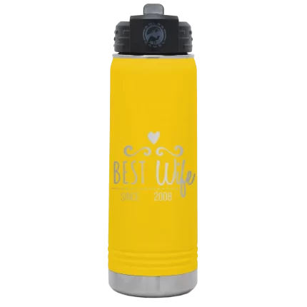 Personalized Best Wife 20 oz Water Bottle - Yellow