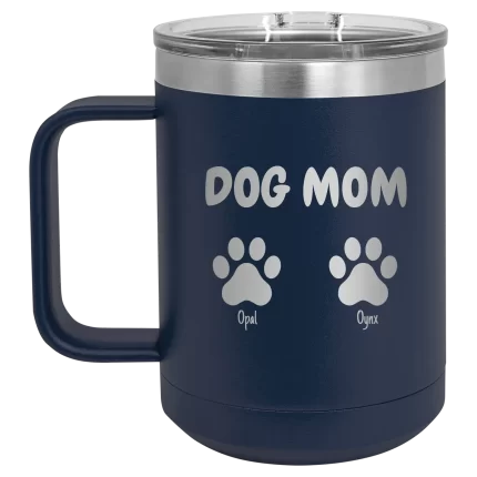 Personalized Cat Dog Mom Dad 2 paws 15 oz Mug - Navy