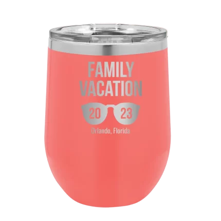 Personalized Family Vacation Wine Cup - Coral