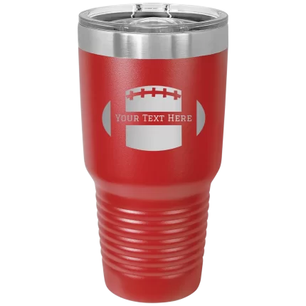 Personalized Football 30 oz Tumbler - Red