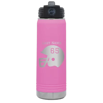 Personalized Football Helmet 20 oz Water Bottle - Light Purple