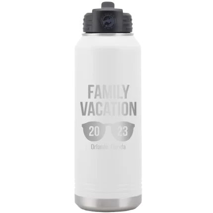 Personalized Family Vacation 32 oz Water Bottle - White